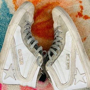 White glitter slides golden goose 38